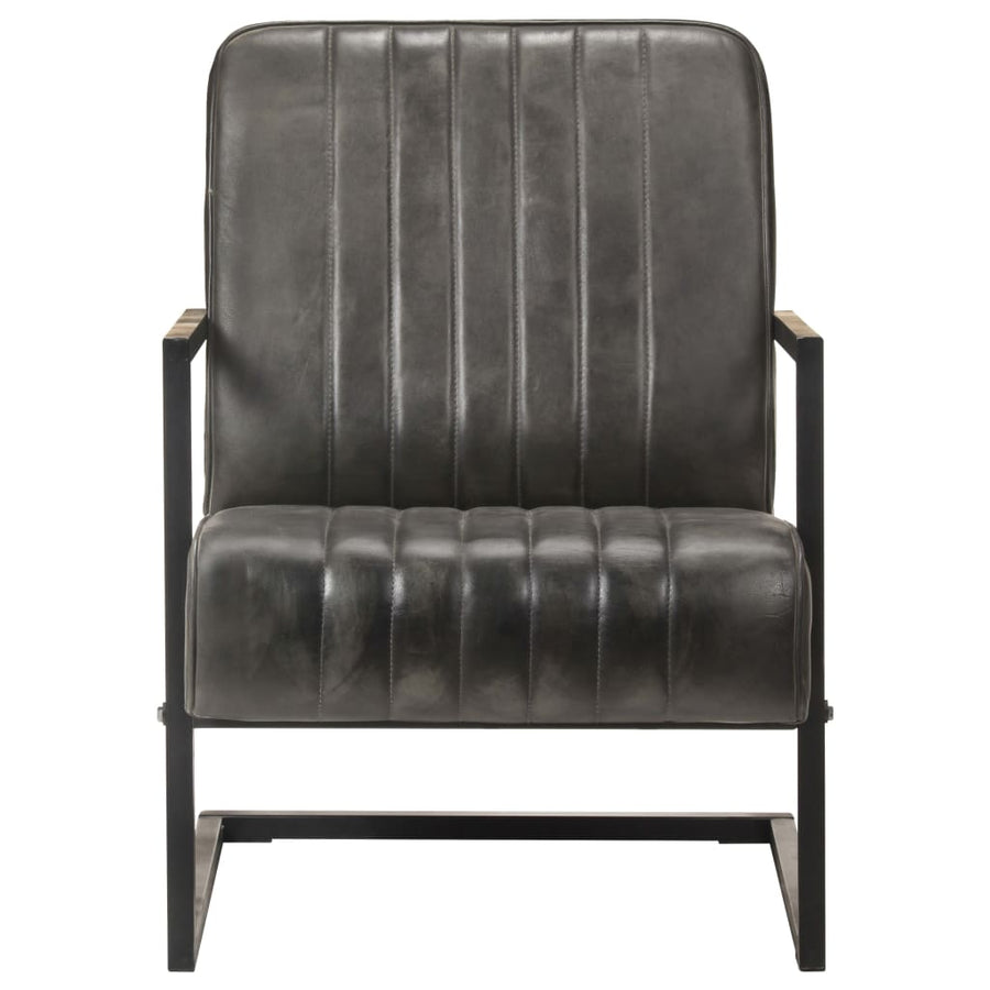 Fauteuil Echt Leer Verweerd Grijs