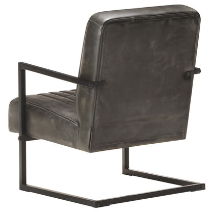 Fauteuil Echt Leer Verweerd Grijs
