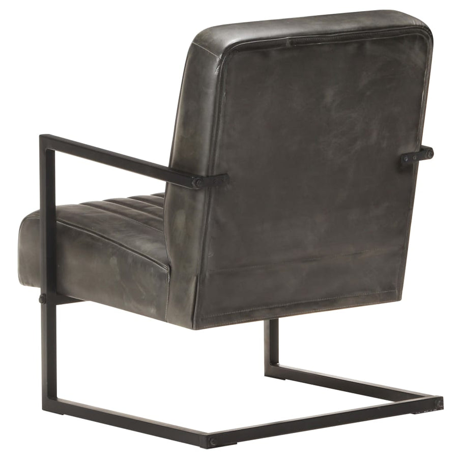Fauteuil Echt Leer Verweerd Grijs