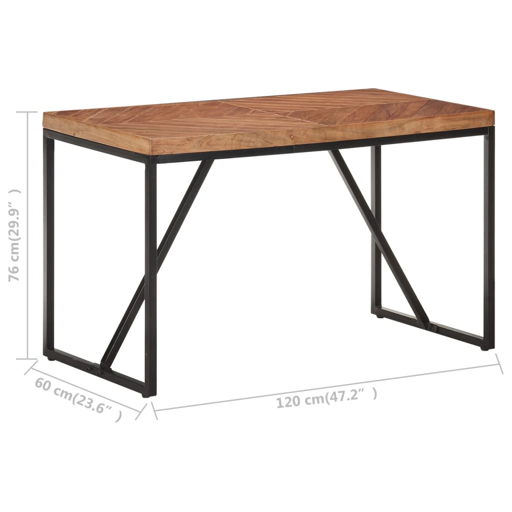 Eettafel Massief Acaciahout En Mangohout 120 x 60 x 76 cm Zwart