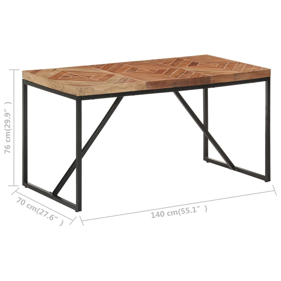 Eettafel 140x70x76 cm massief acaciahout en mangohout 140 x 70 x 76 cm Zwart