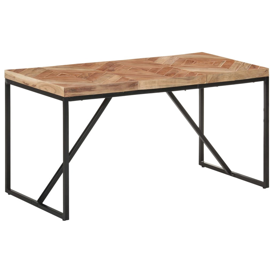 Eettafel 140x70x76 cm massief acaciahout en mangohout 140 x 70 x 76 cm Zwart