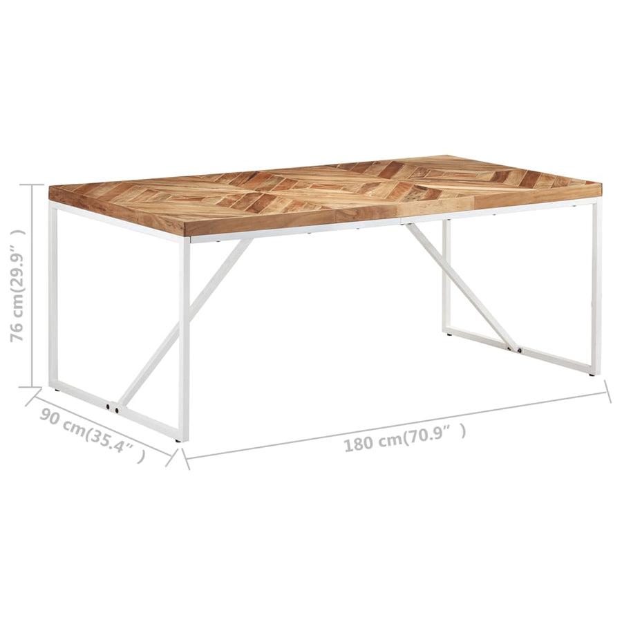 Eettafel 180x90x76 cm massief acaciahout en mangohout 180 x 90 x 76 cm Wit