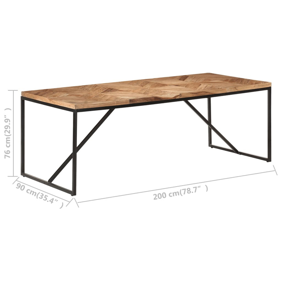 Eettafel 200X90X76 Cm Massief Acaciahout En Mangohout 200 x 90 x 76 cm Zwart