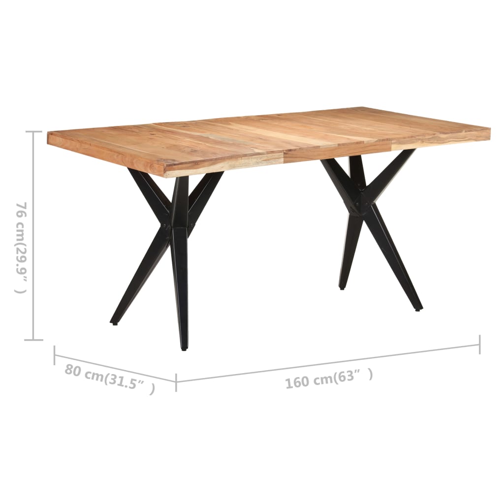 Eettafel 160 x 80 x 76 cm Massief acaciahout