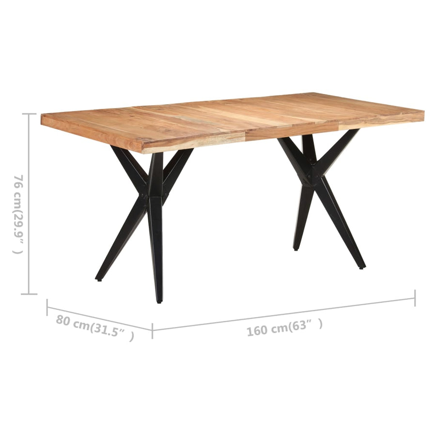 Eettafel 160 x 80 x 76 cm Massief acaciahout