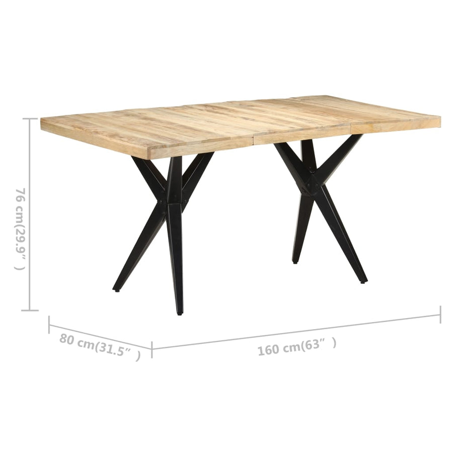Eettafel 160x80x76 cm ruw mangohout