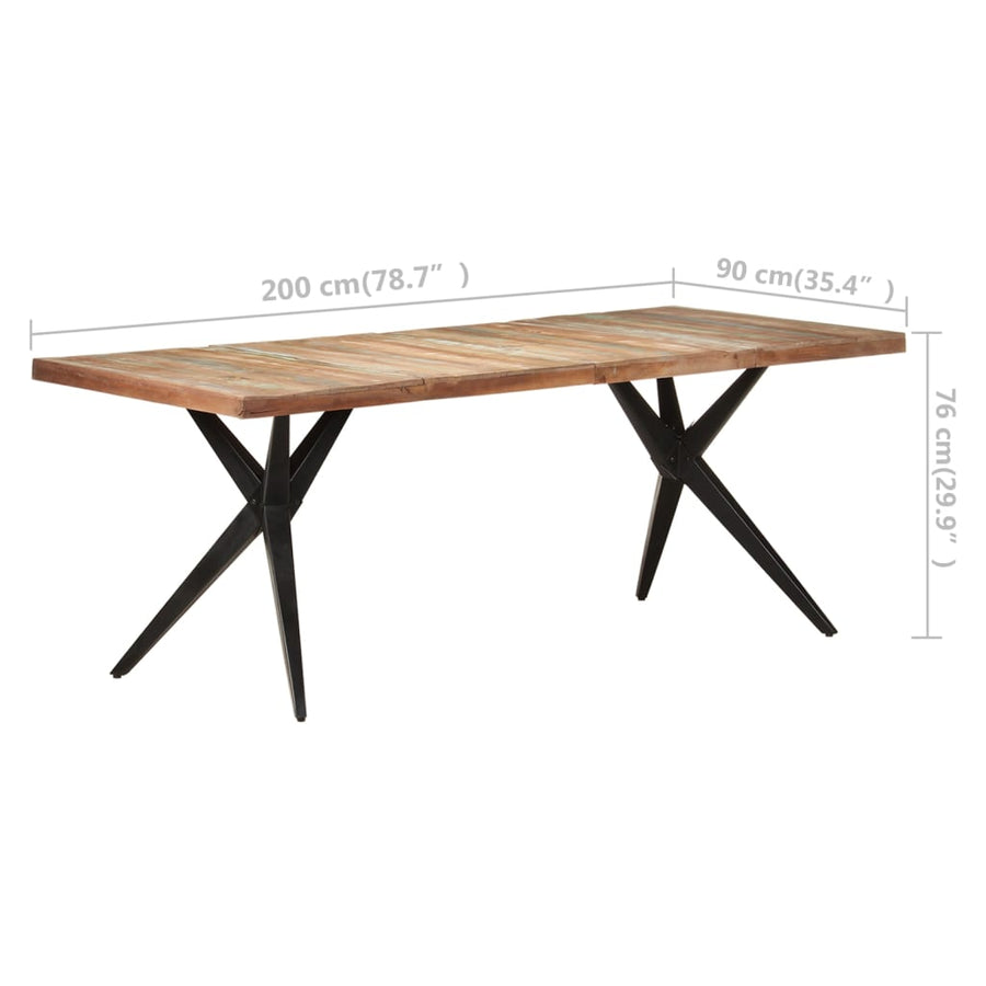 Eettafel 200x90x76 cm massief gerecycled hout 200 x 90 x 76 cm massief gerecycled hout