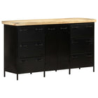 Dressoir 140x38x76 cm ruw mangohout staal