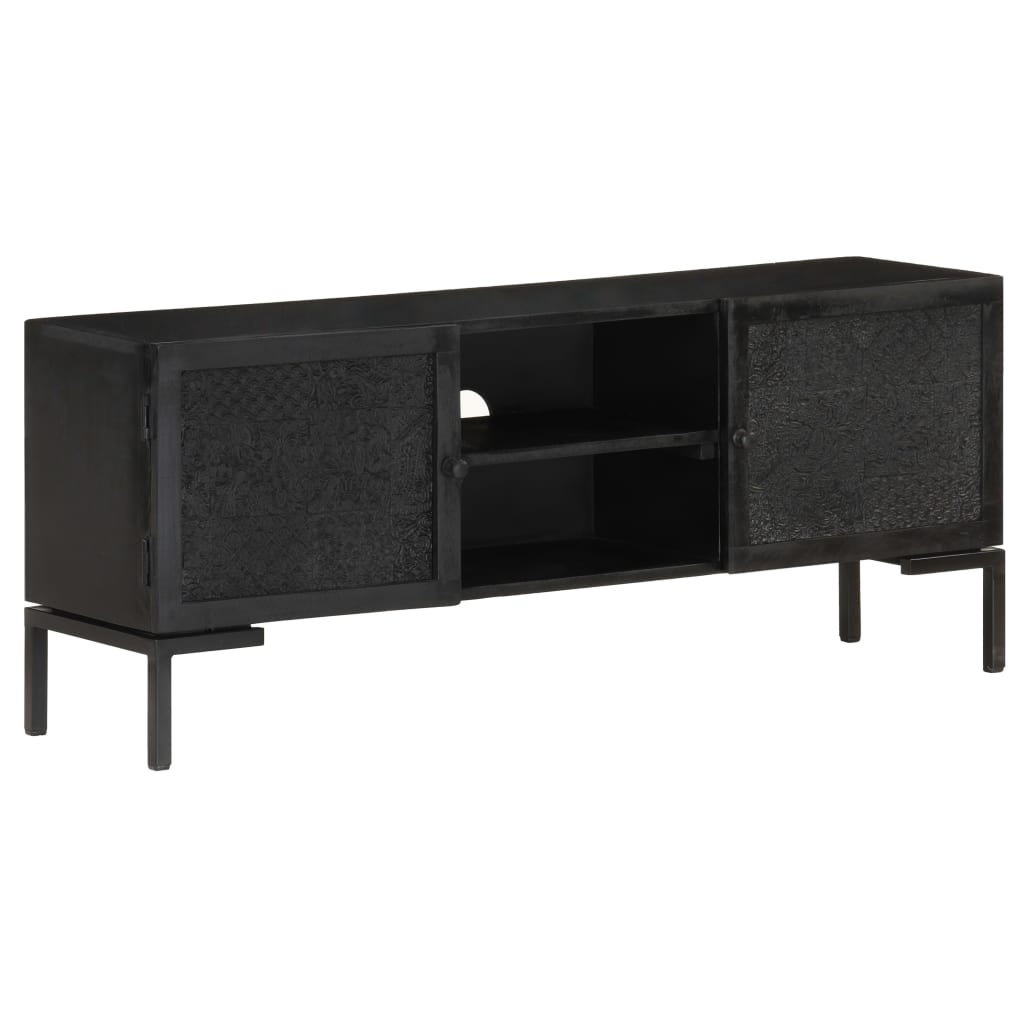 Tv-Meubel 115X30X46 Cm Massief Mangohout Zwart Multikleur