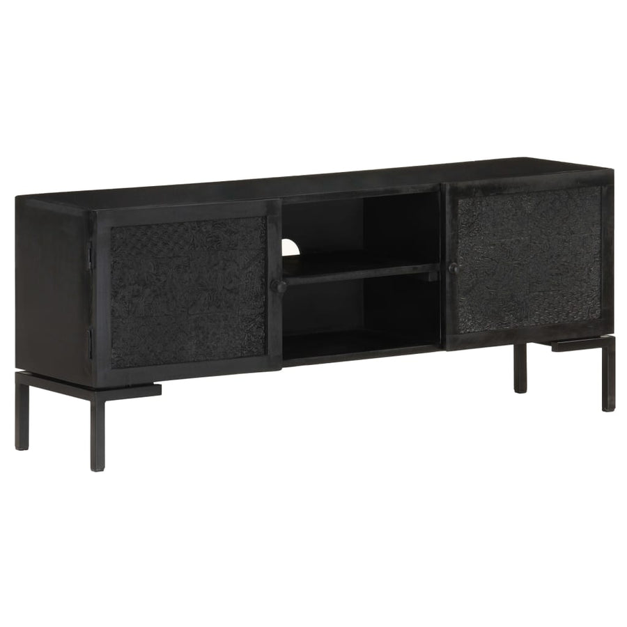 Tv-Meubel 115X30X46 Cm Massief Mangohout Zwart Multikleur