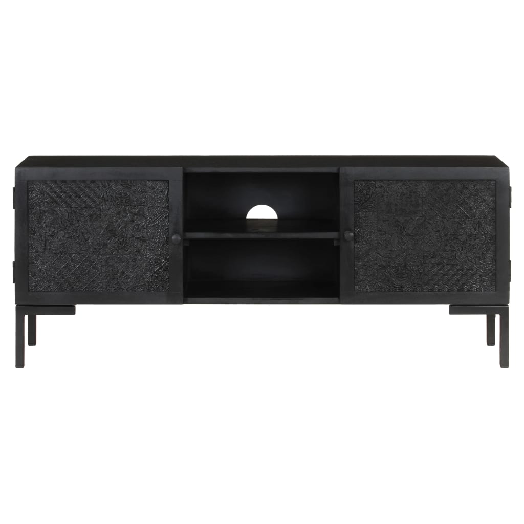 Tv-Meubel 115X30X46 Cm Massief Mangohout Zwart Multikleur