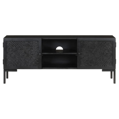 Tv-Meubel 115X30X46 Cm Massief Mangohout Zwart Multikleur