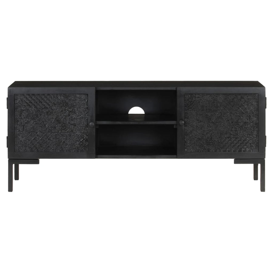 Tv-Meubel 115X30X46 Cm Massief Mangohout Zwart Multikleur