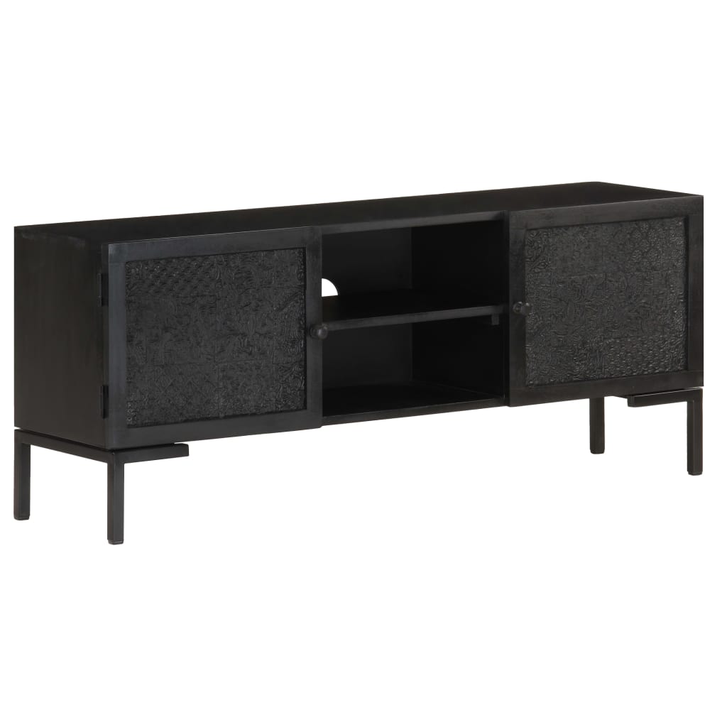 Tv-Meubel 115X30X46 Cm Massief Mangohout Zwart Multikleur