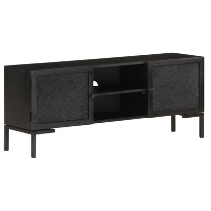 Tv-Meubel 115X30X46 Cm Massief Mangohout Zwart Multikleur