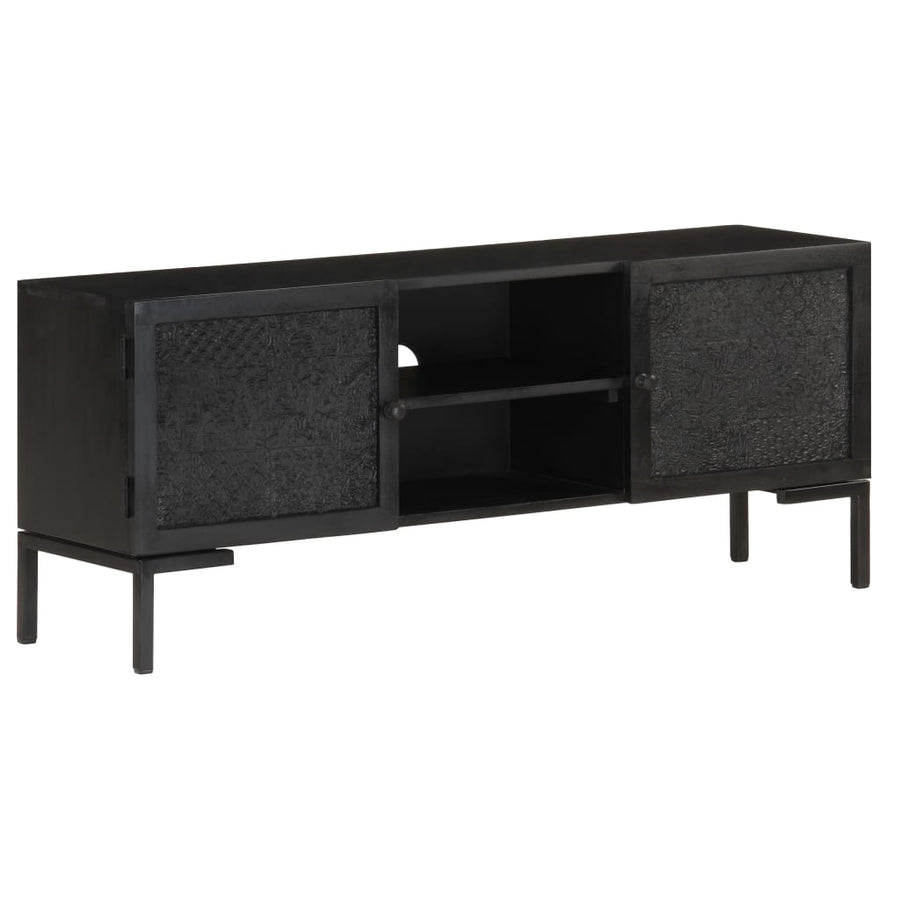 Tv-Meubel 115X30X46 Cm Massief Mangohout Zwart Multikleur