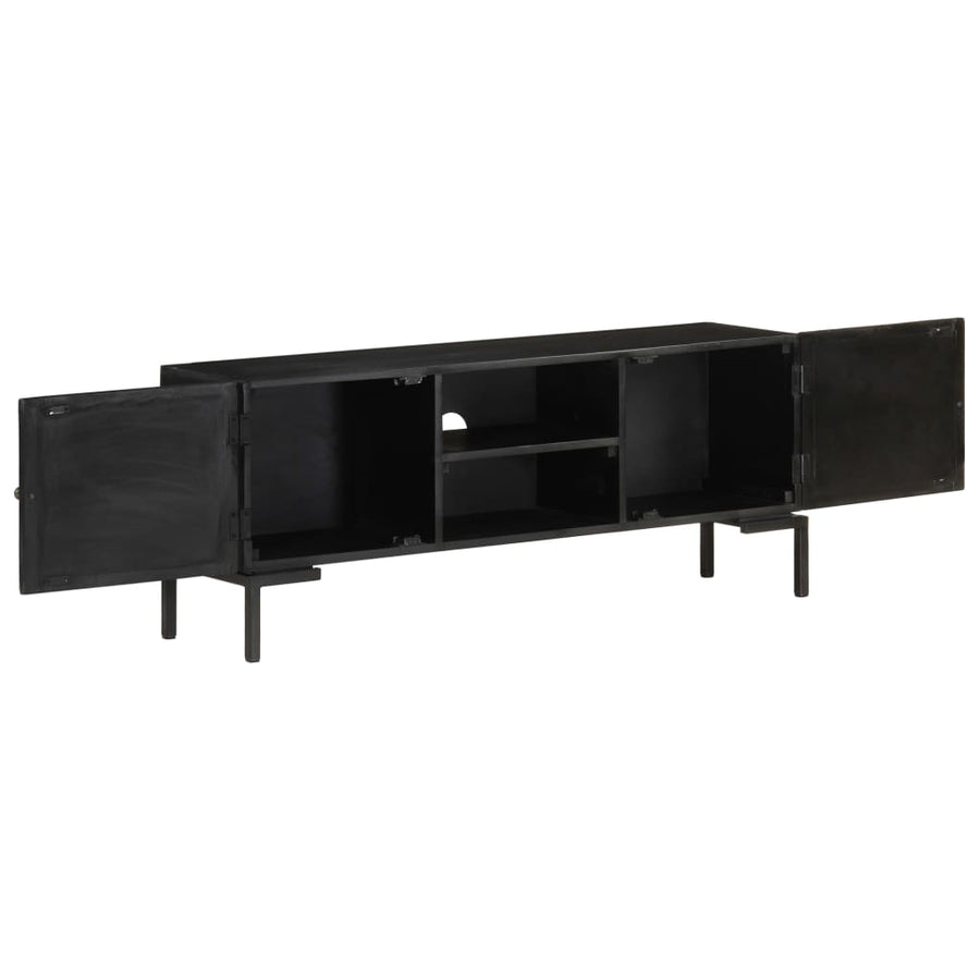 Tv-Meubel 115X30X46 Cm Massief Mangohout Zwart Multikleur