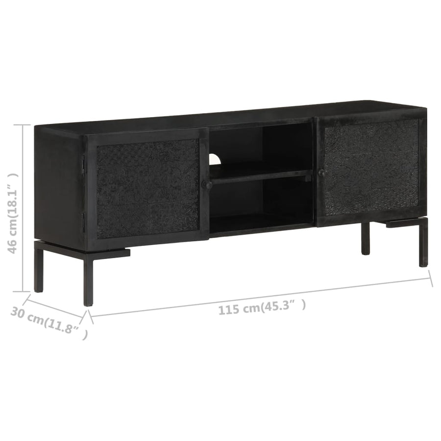 Tv-Meubel 115X30X46 Cm Massief Mangohout Zwart Multikleur