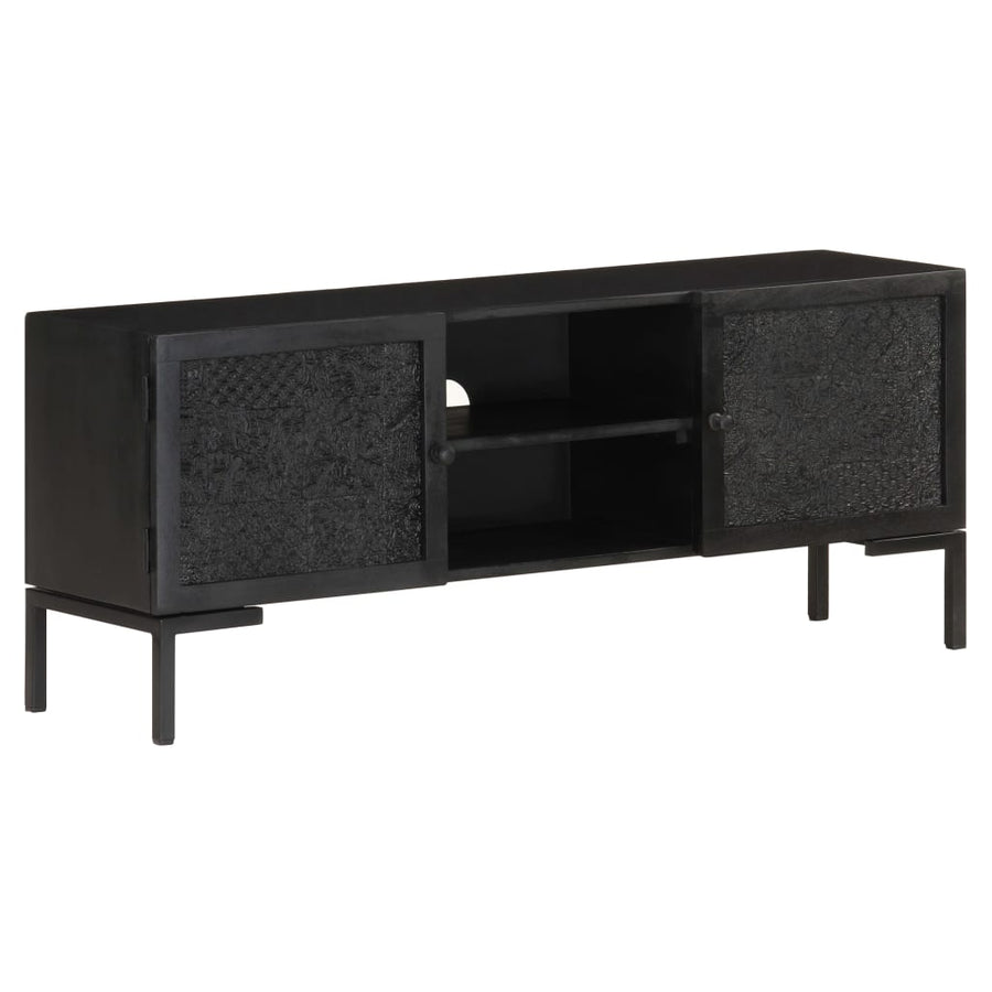 Tv-Meubel 115X30X46 Cm Massief Mangohout Zwart Multikleur