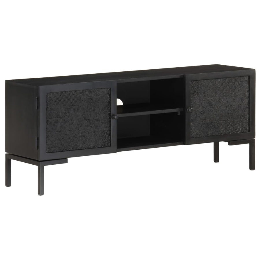 Tv-Meubel 115X30X46 Cm Massief Mangohout Zwart Multikleur