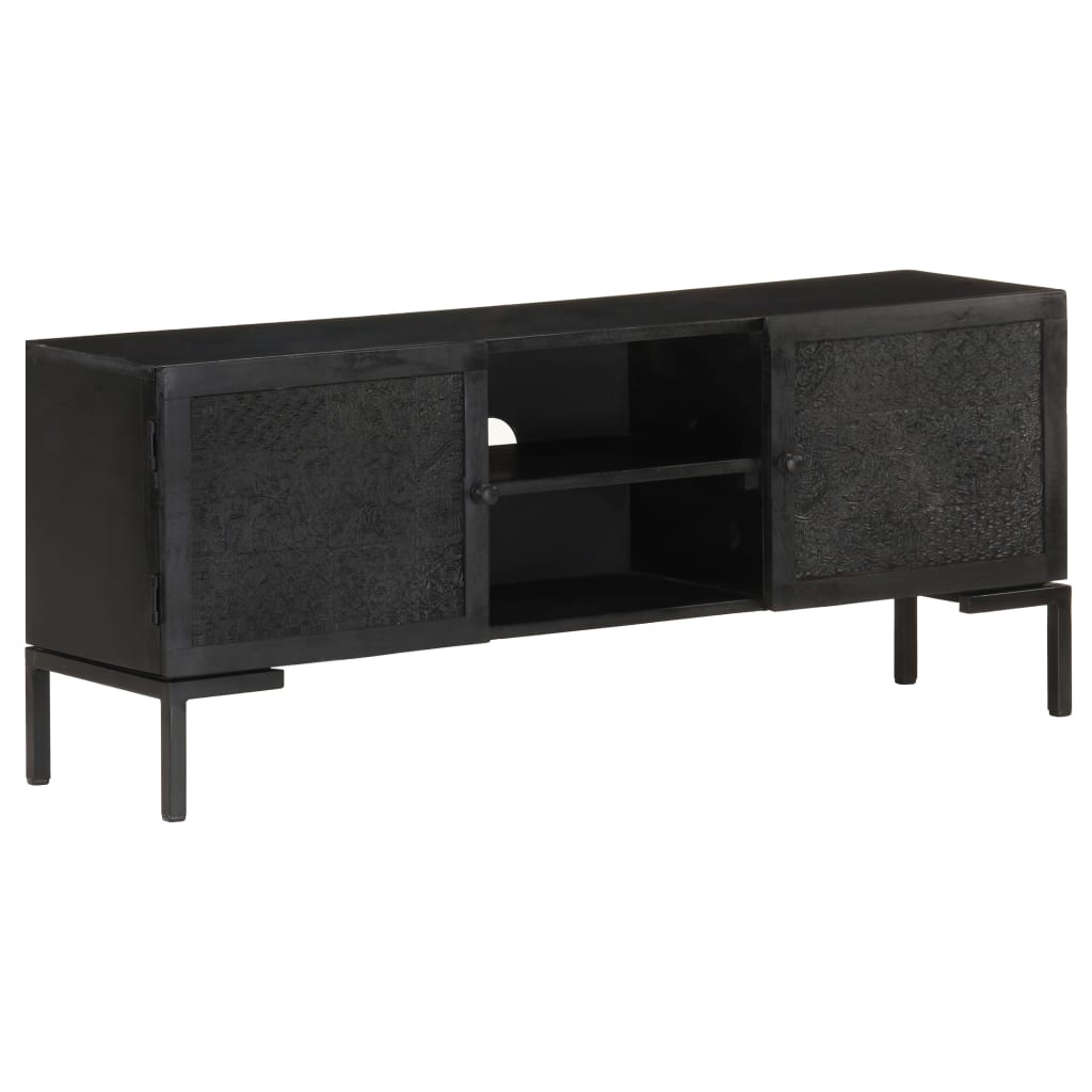 Tv-Meubel 115X30X46 Cm Massief Mangohout Zwart Multikleur
