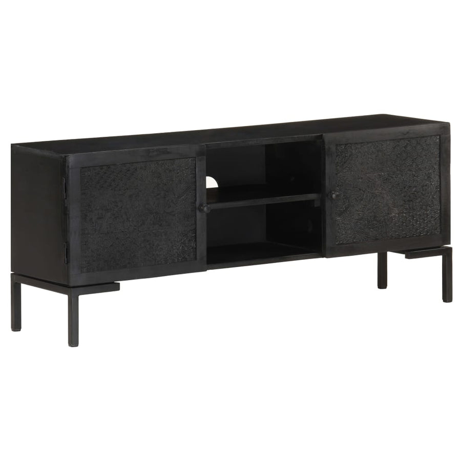 Tv-Meubel 115X30X46 Cm Massief Mangohout Zwart Multikleur