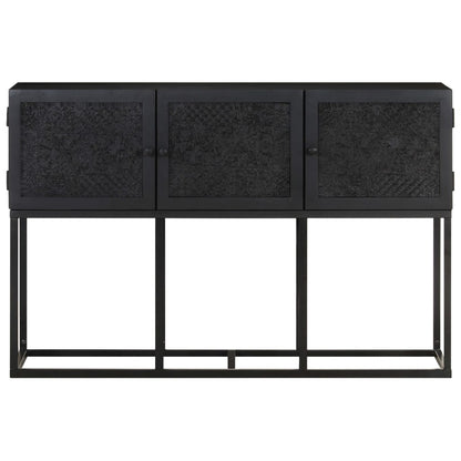 Dressoir 5X30X76 Cm Massief Mangohout Zwart