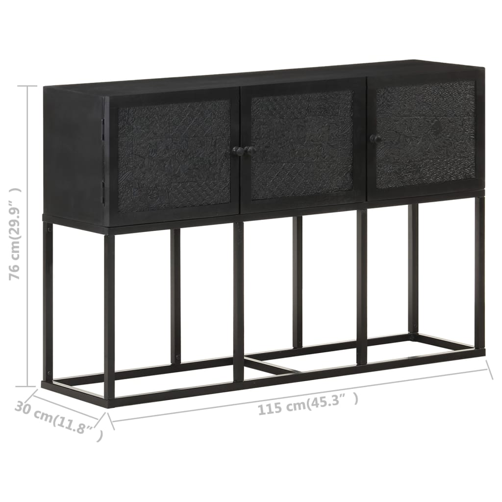 Dressoir 5X30X76 Cm Massief Mangohout Zwart