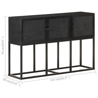 Dressoir 5X30X76 Cm Massief Mangohout Zwart
