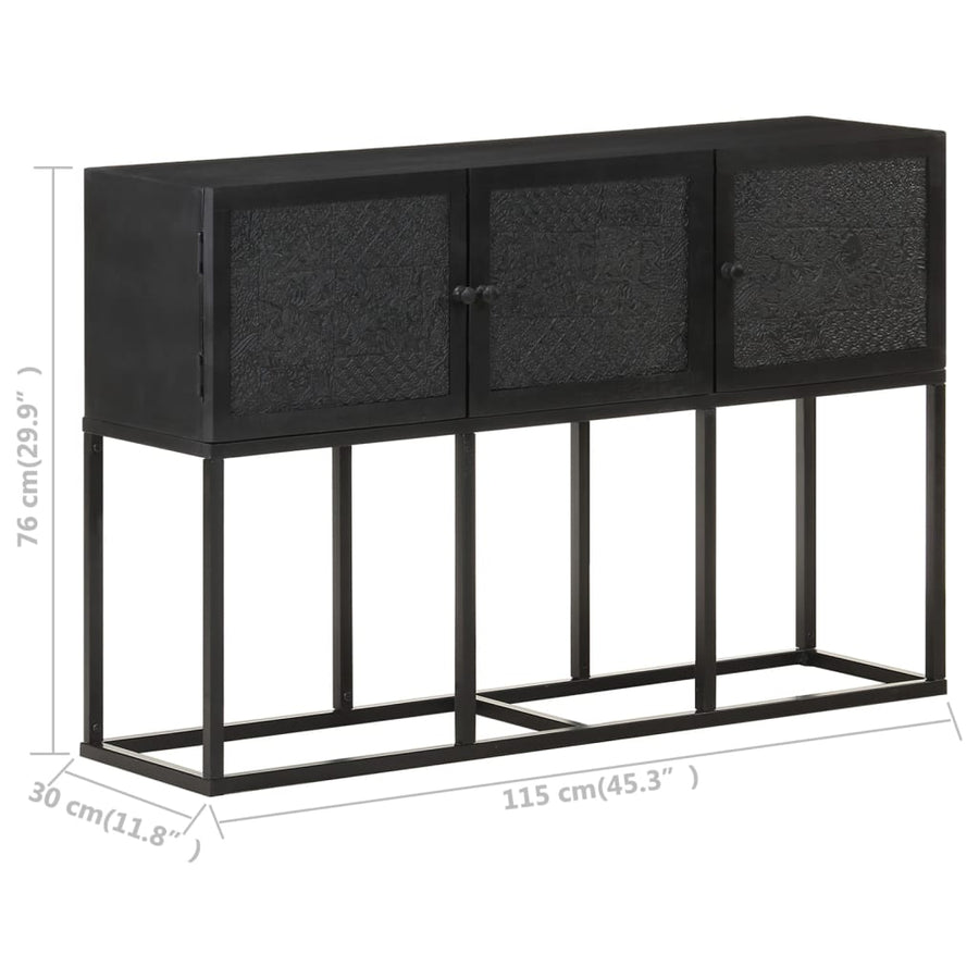 Dressoir 5X30X76 Cm Massief Mangohout Zwart