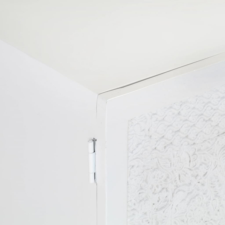 Tv-Meubel 115X30X46 Cm Massief Mangohout Wit