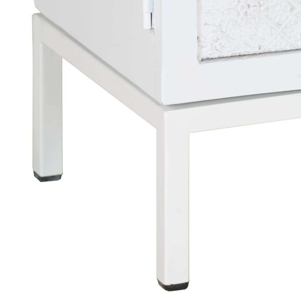 Tv-Meubel 115X30X46 Cm Massief Mangohout Wit