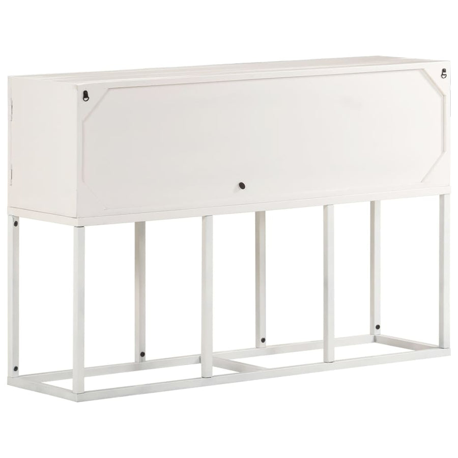 Dressoir 5X30X76 Cm Massief Mangohout Wit
