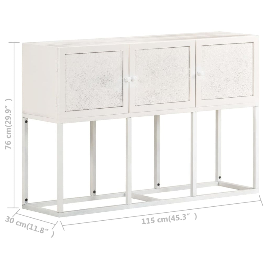 Dressoir 5X30X76 Cm Massief Mangohout Wit