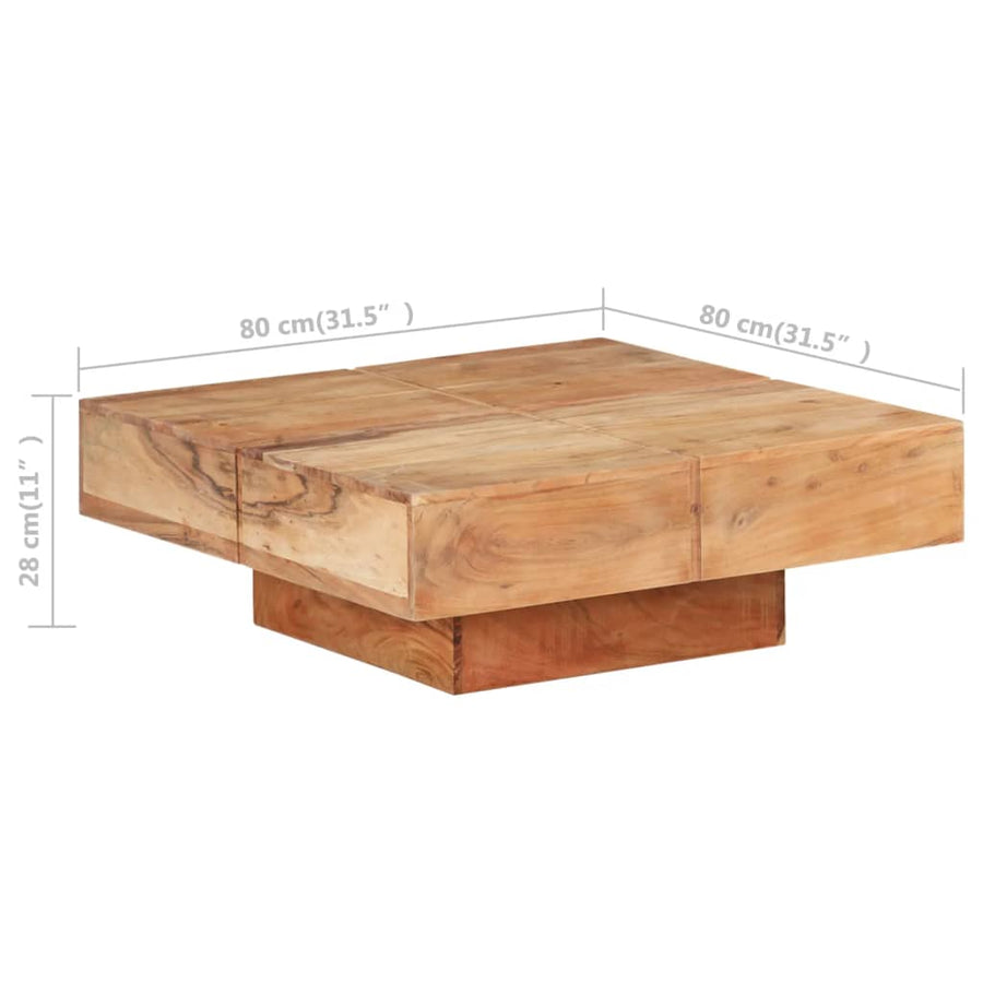 Salontafel 80 x 80 x 28 cm Massief acaciahout