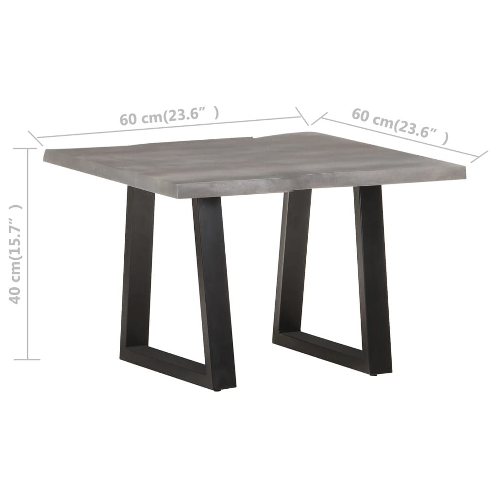 Salontafel Met Natuurlijke Randen Acaciahout 60 x 60 x 40 cm Grijs