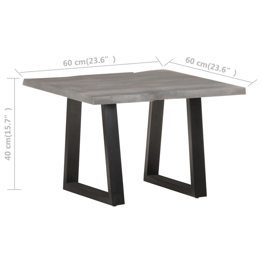 Salontafel Met Natuurlijke Randen Acaciahout 60 x 60 x 40 cm Grijs
