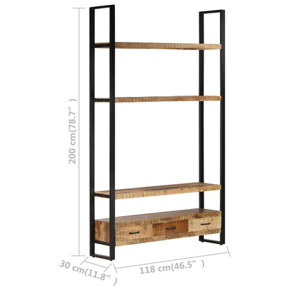 Boekenkast 118x30x200 cm massief ruw mangohout