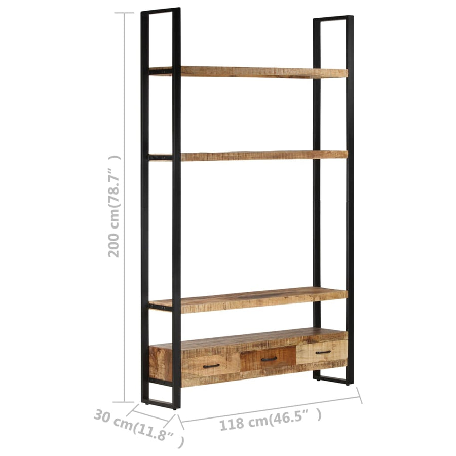 Boekenkast 118x30x200 cm massief ruw mangohout