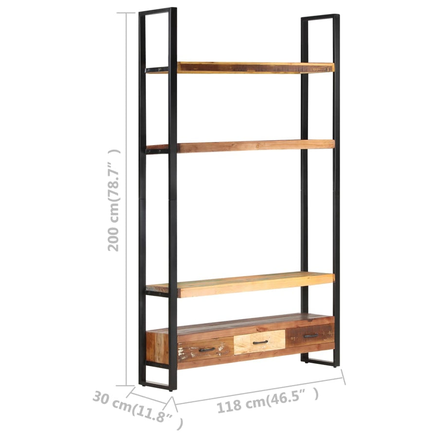 Boekenkast 118X30X200 Cm massief gerecycled hout
