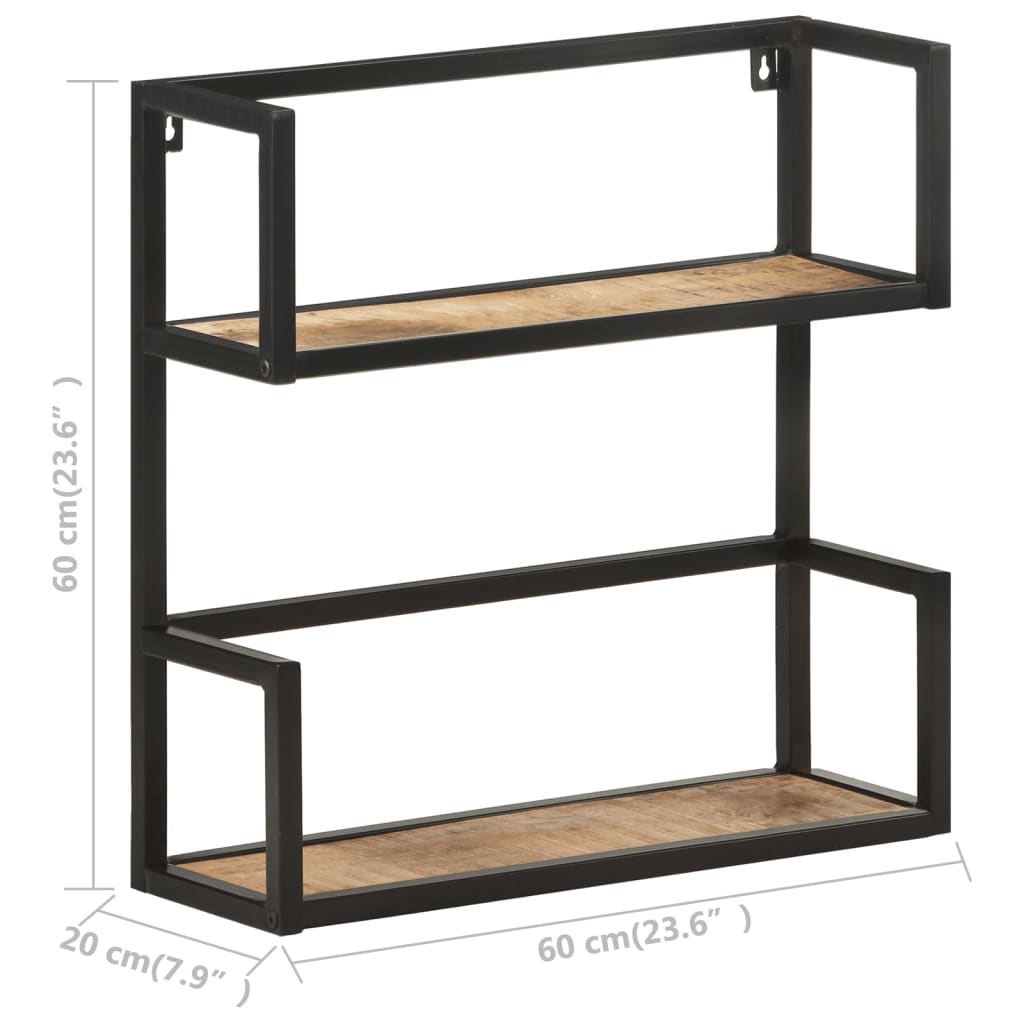 Wandrek 60x20x60 cm ruw mangohout