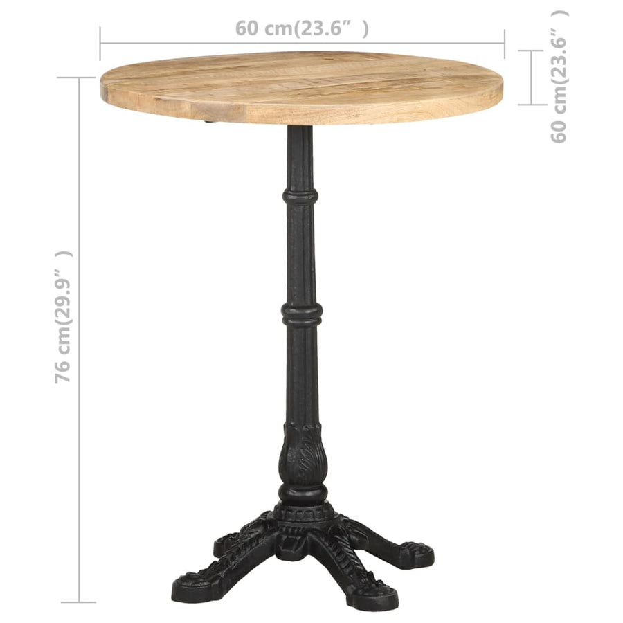 Bistrotafel Ø 60X76 Cm Ruw Mangohout 4 legs Rond