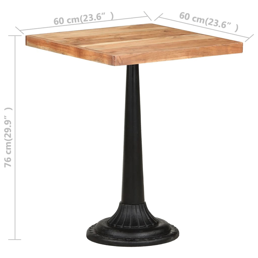 Bistrotafel 60X60X76 Cm Massief Acaciahout Ronde basis Vierkant