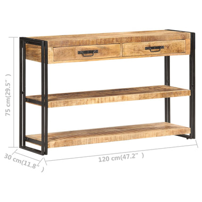 Dressoir 120x30x75 cm massief ruw mangohout