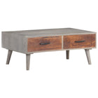 Salontafel 100x60x40 cm massief mangohout grijs