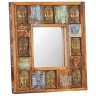 Spiegel 50x50 cm massief gerecycled hout Boeddha