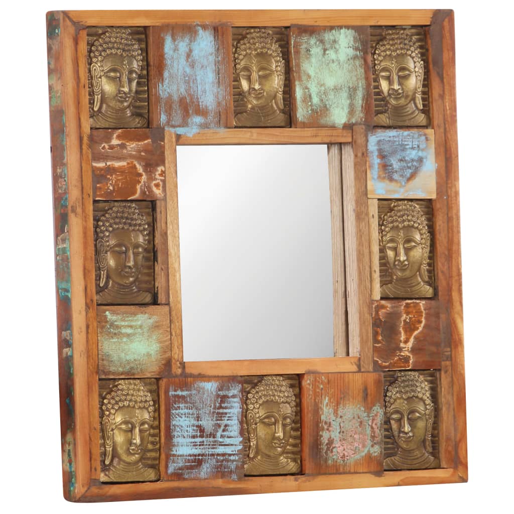 Spiegel Boeddha Massief Gerecycled Hout 50 x 50 cm