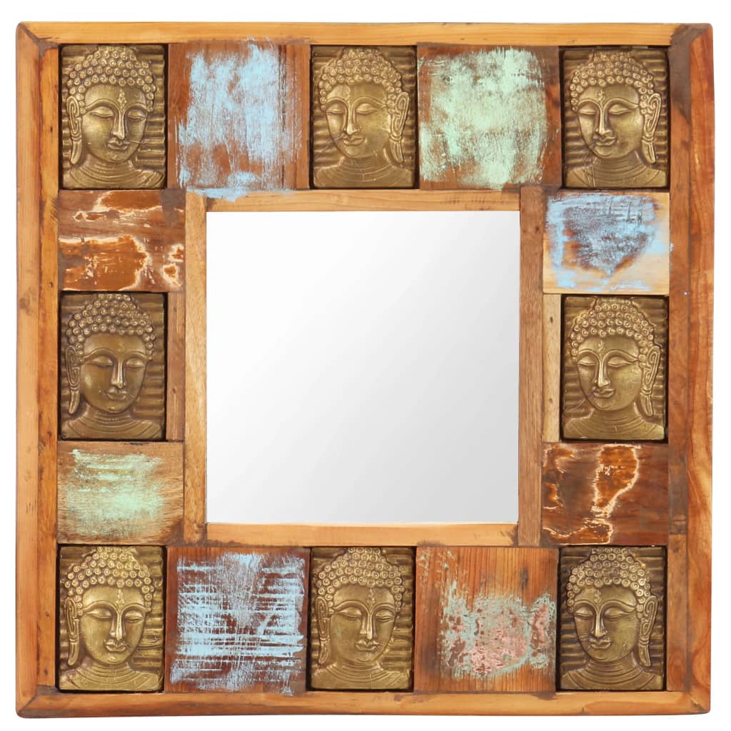 Spiegel Boeddha Massief Gerecycled Hout 50 x 50 cm