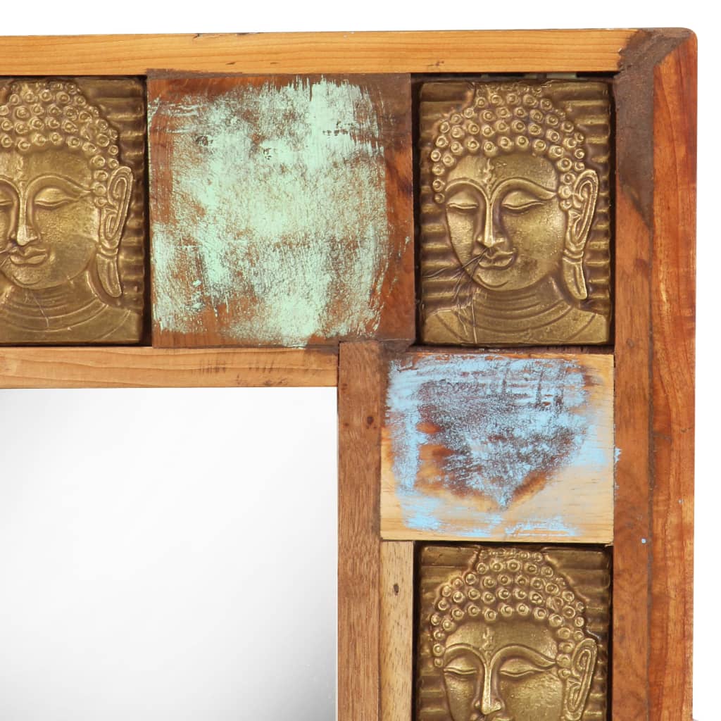Spiegel Boeddha Massief Gerecycled Hout 50 x 50 cm